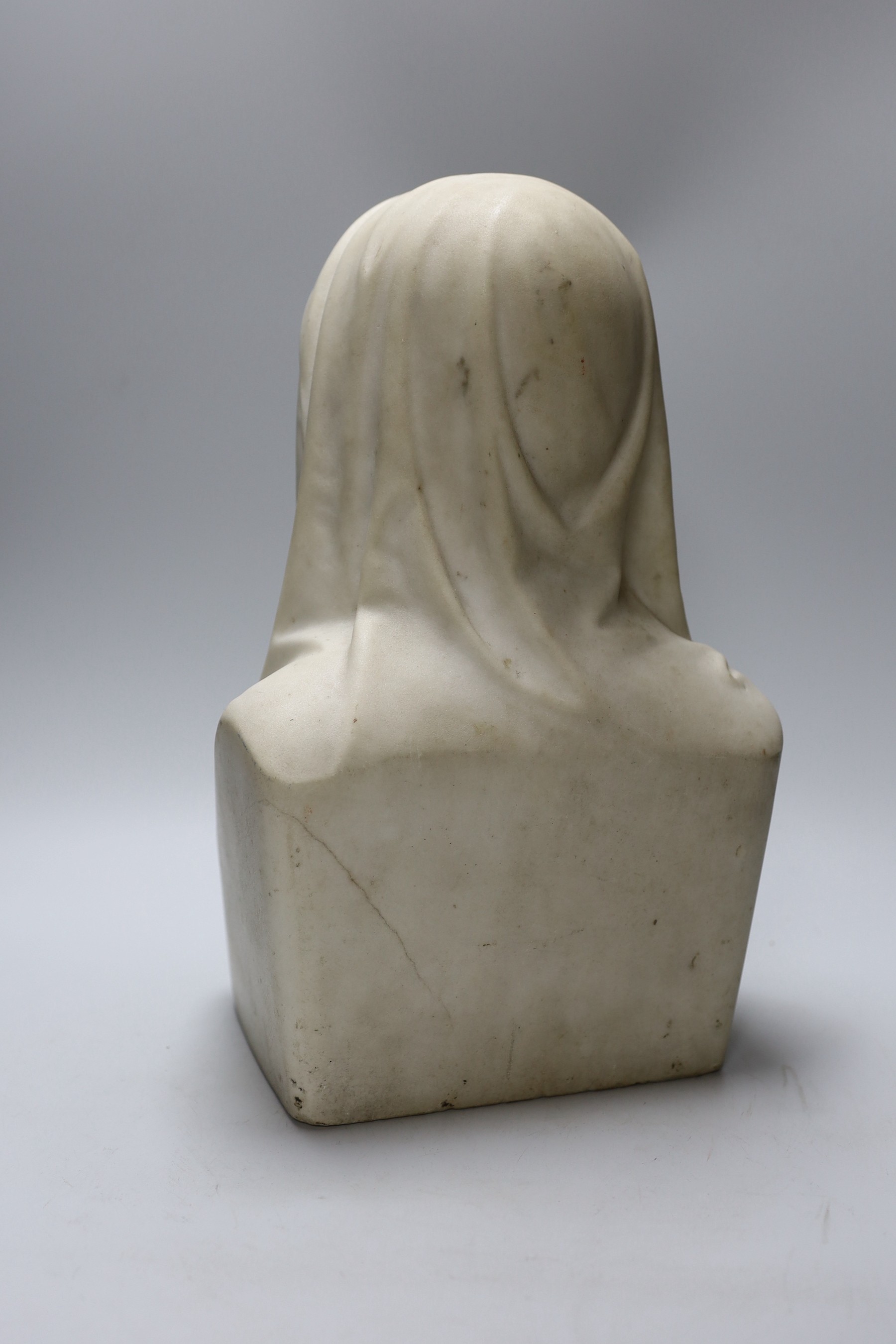 J.S. Westmacott 1866 - a Carrara marble bust of a lady, possibly Florence Nightingale, 36.5cms high